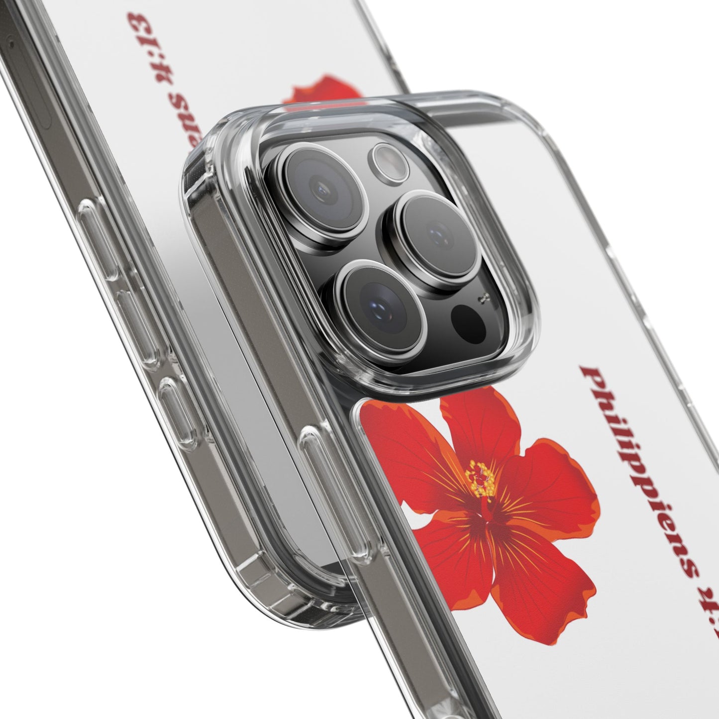Coque de téléphone fleurie inspirante – Philippiens 4:13, cadeau pour lui ou elle, coque transparente pour iPhone ou Samsung