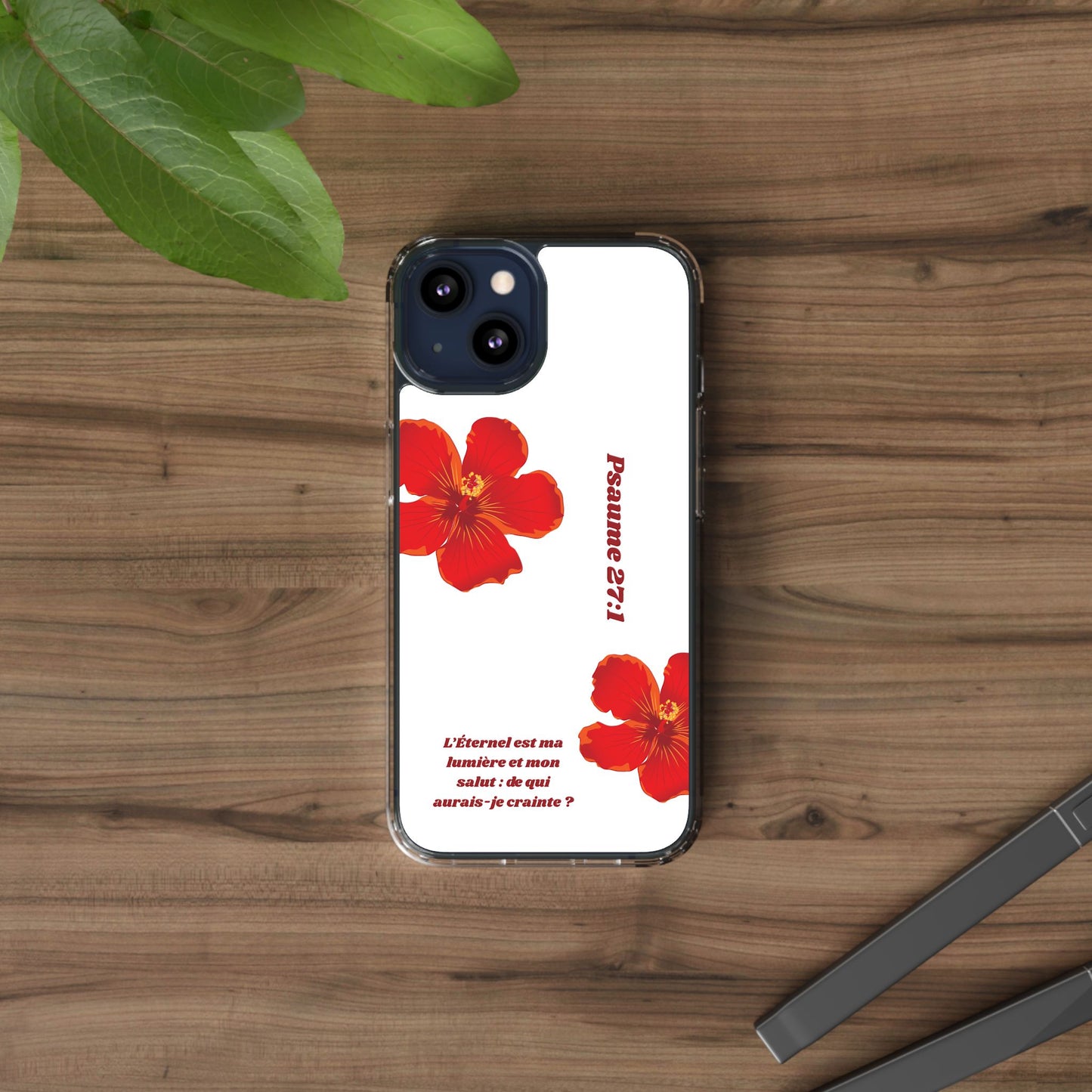 Coque de téléphone fleurie inspirante – Psaume 27:1, cadeau pour lui ou elle, coque transparente pour iPhone ou Samsung
