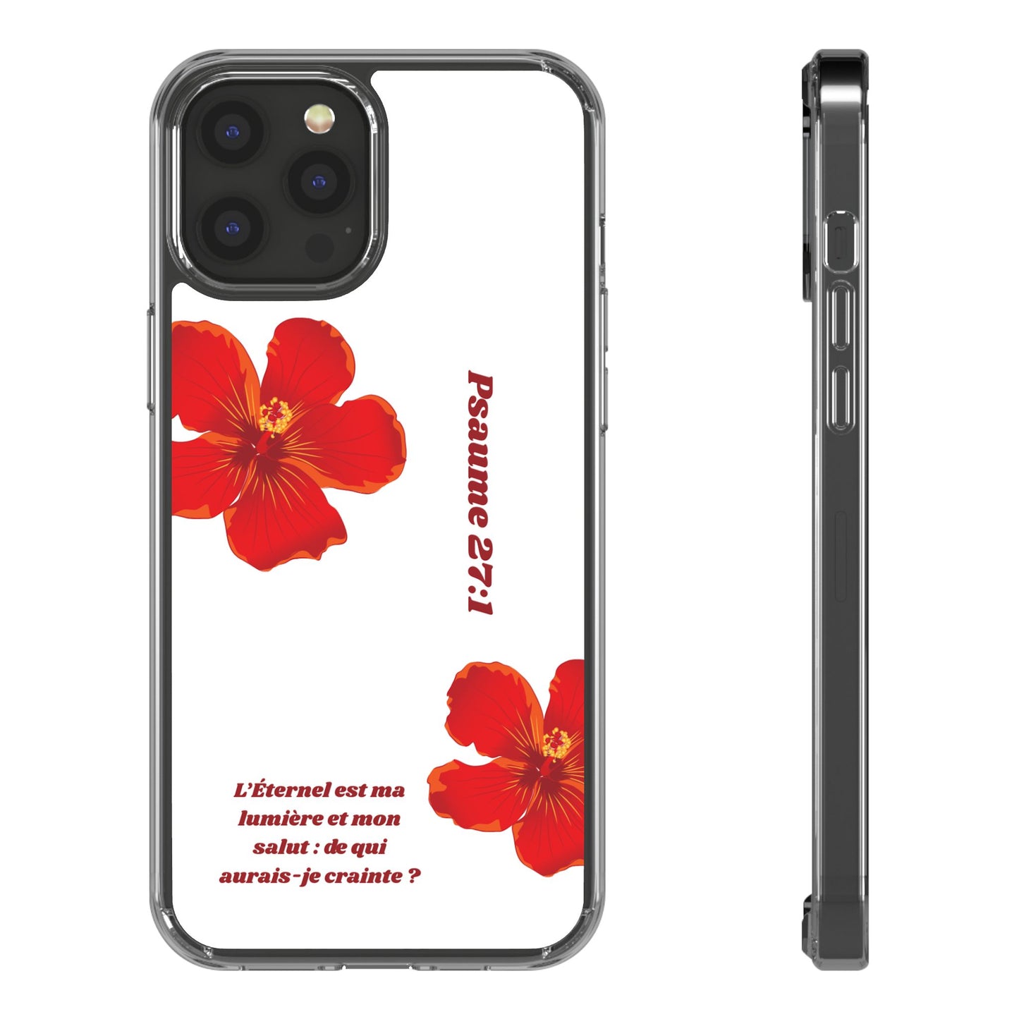 Coque de téléphone fleurie inspirante – Psaume 27:1, cadeau pour lui ou elle, coque transparente pour iPhone ou Samsung