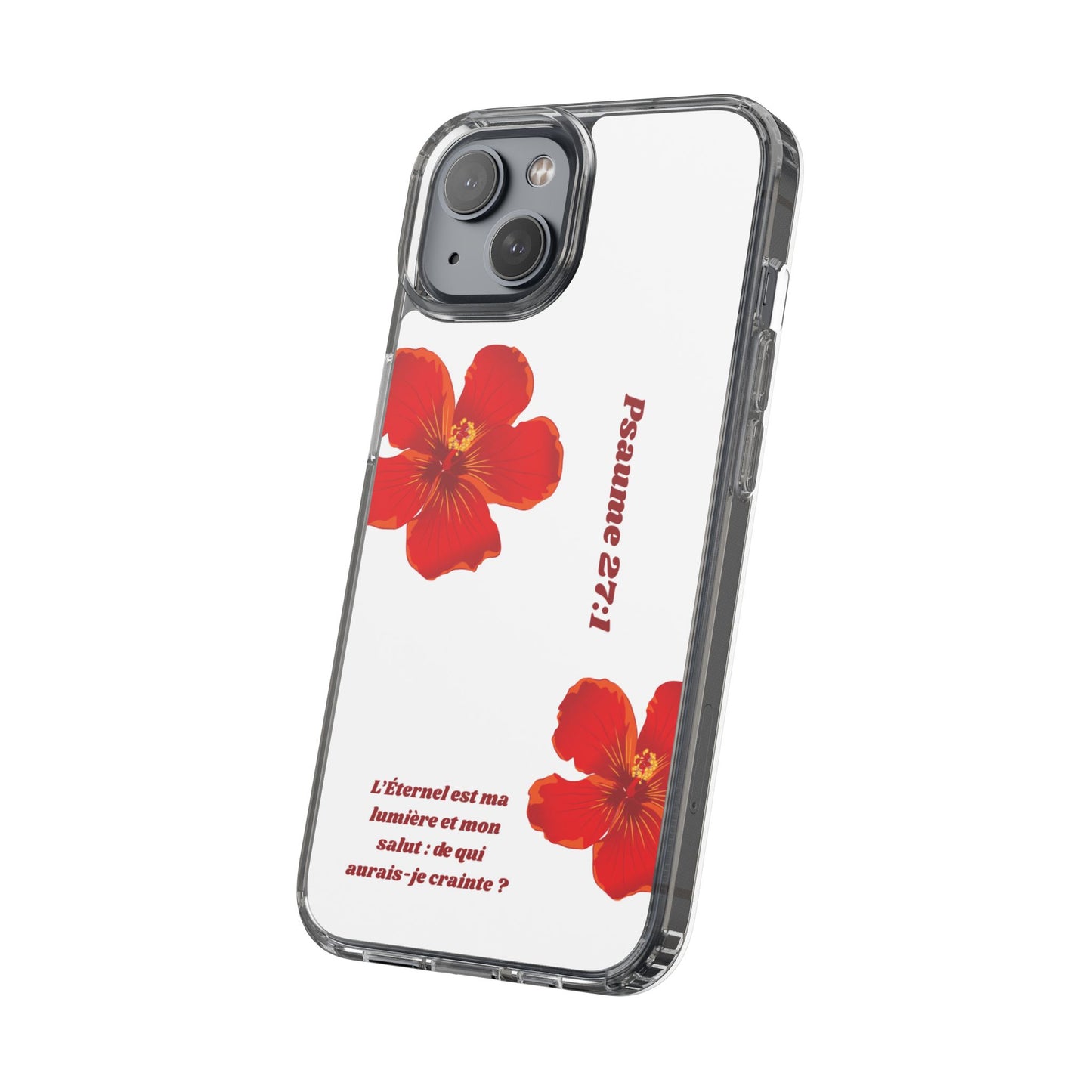 Coque de téléphone fleurie inspirante – Psaume 27:1, cadeau pour lui ou elle, coque transparente pour iPhone ou Samsung