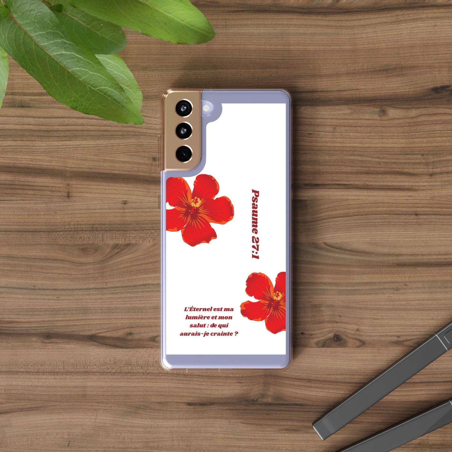 Coque de téléphone fleurie inspirante – Psaume 27:1, cadeau pour lui ou elle, coque transparente pour iPhone ou Samsung
