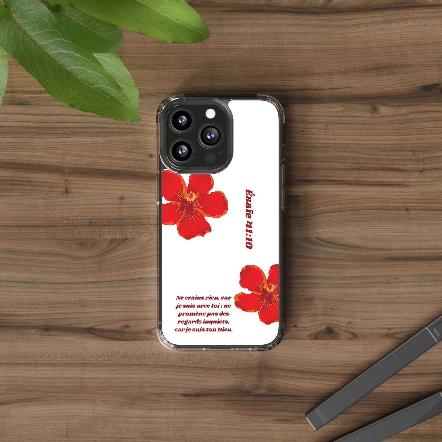 Coque de téléphone fleurie inspirante – Ésaïe 41:10, cadeau pour lui ou elle, coque transparente pour iPhone ou Samsung