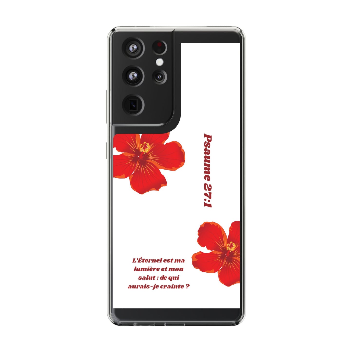 Coque de téléphone fleurie inspirante – Psaume 27:1, cadeau pour lui ou elle, coque transparente pour iPhone ou Samsung