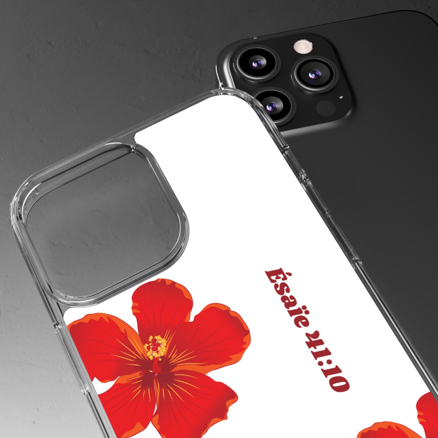 Coque de téléphone fleurie inspirante – Ésaïe 41:10, cadeau pour lui ou elle, coque transparente pour iPhone ou Samsung
