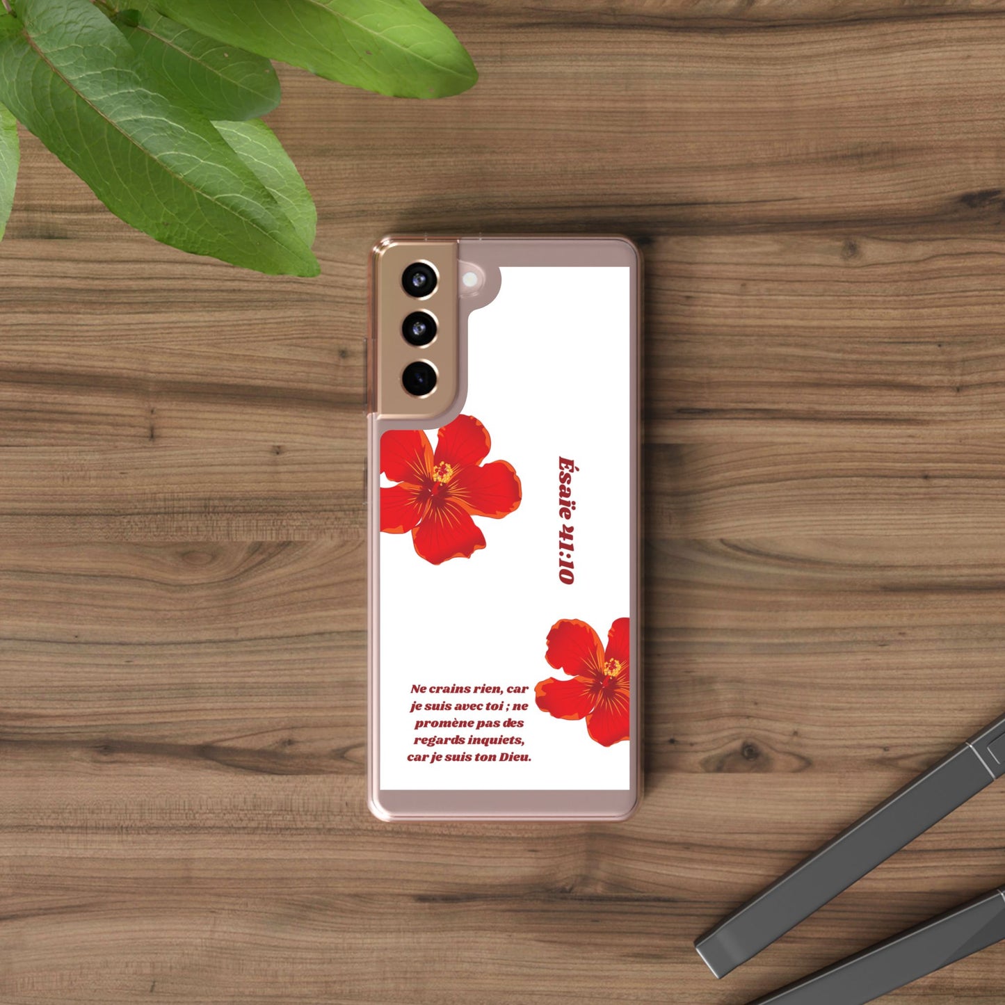 Coque de téléphone fleurie inspirante – Ésaïe 41:10, cadeau pour lui ou elle, coque transparente pour iPhone ou Samsung