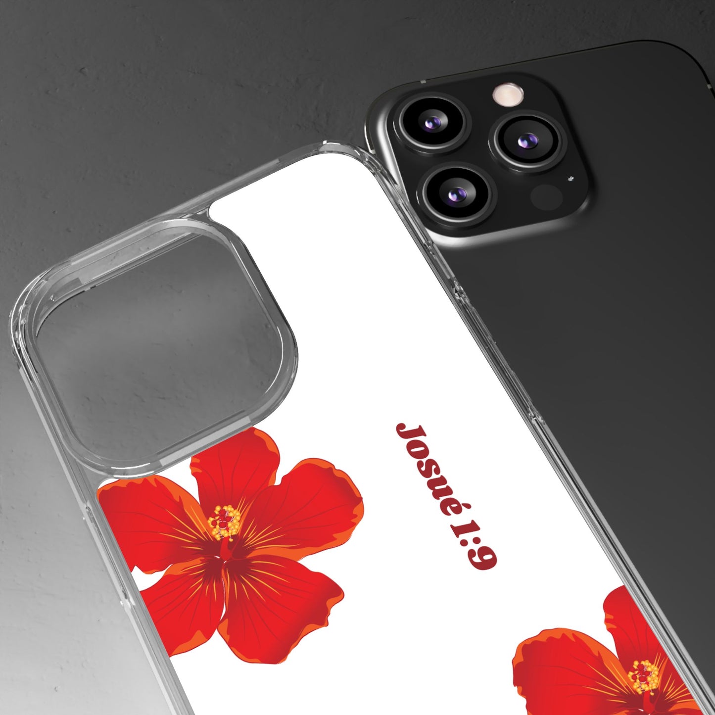 Coque de téléphone fleurie inspirante – Josué 1:9, cadeau pour lui ou elle, coque transparente pour iPhone ou Samsung