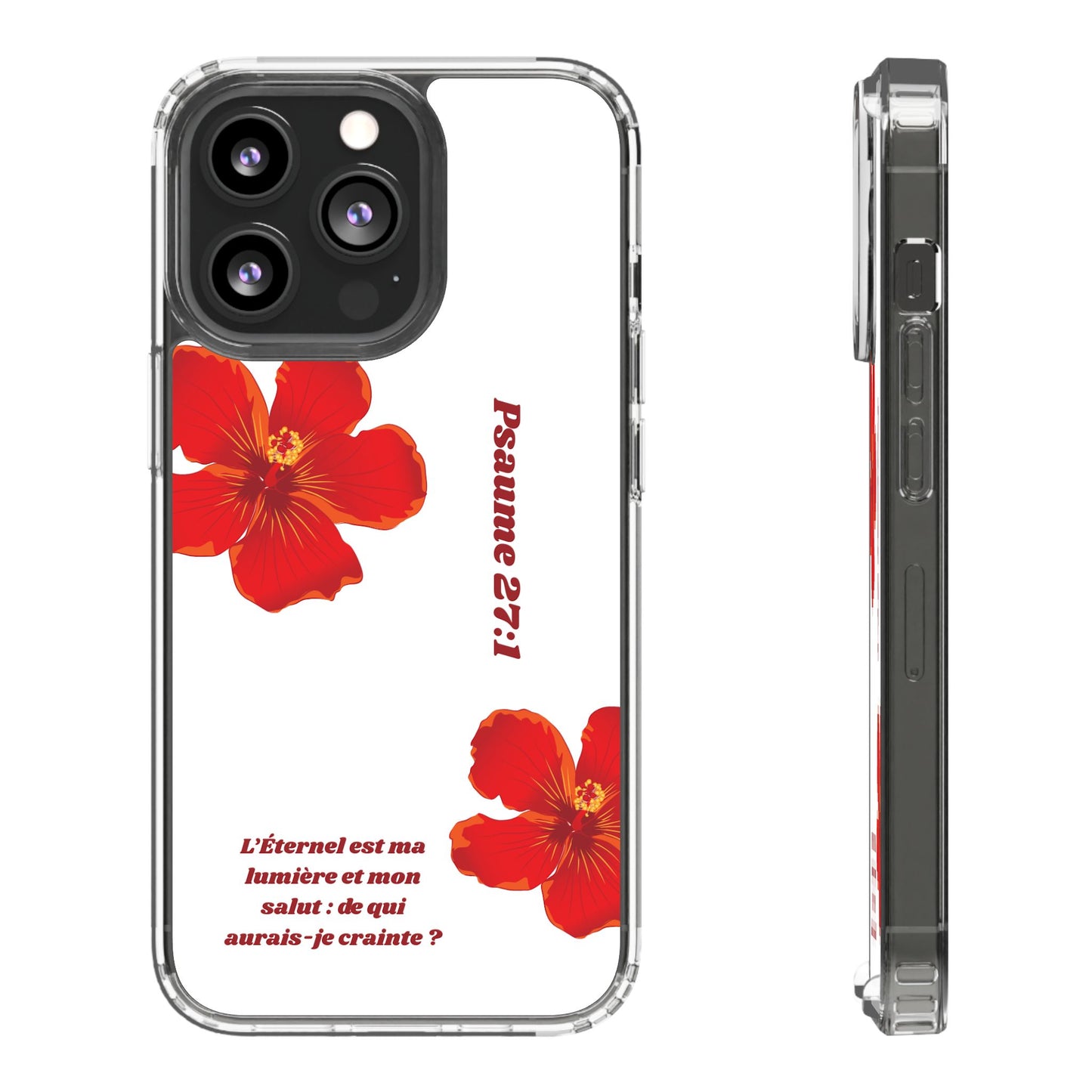Coque de téléphone fleurie inspirante – Psaume 27:1, cadeau pour lui ou elle, coque transparente pour iPhone ou Samsung