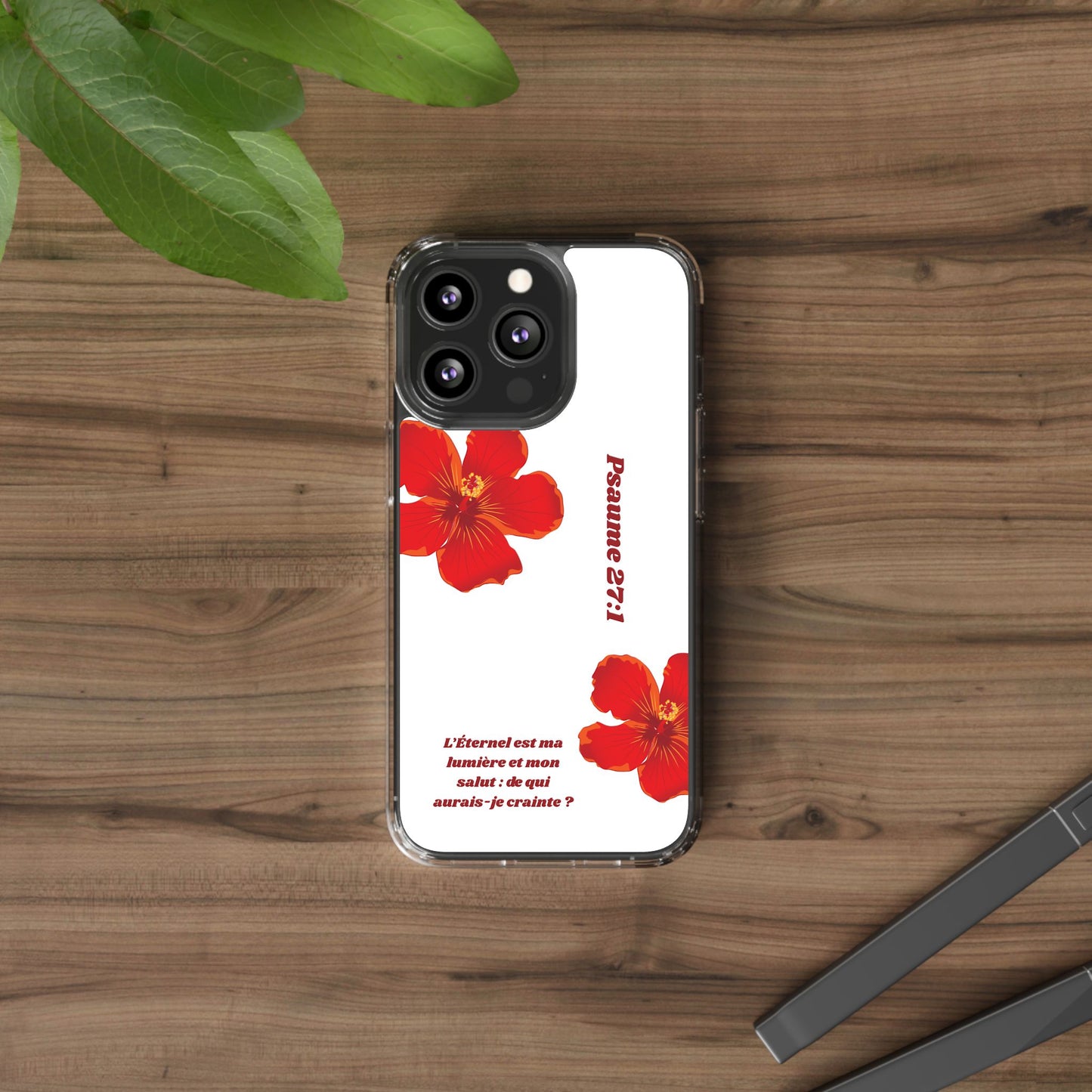 Coque de téléphone fleurie inspirante – Psaume 27:1, cadeau pour lui ou elle, coque transparente pour iPhone ou Samsung