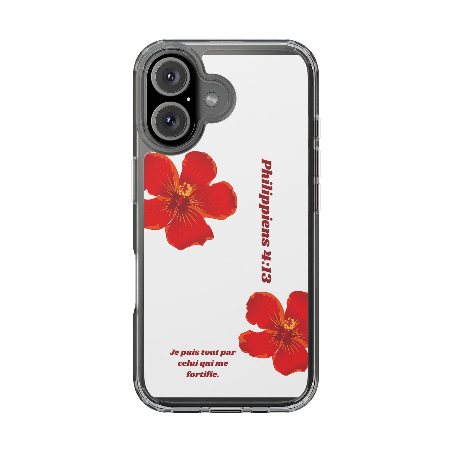 Coque de téléphone fleurie inspirante – Philippiens 4:13, cadeau pour lui ou elle, coque transparente pour iPhone ou Samsung