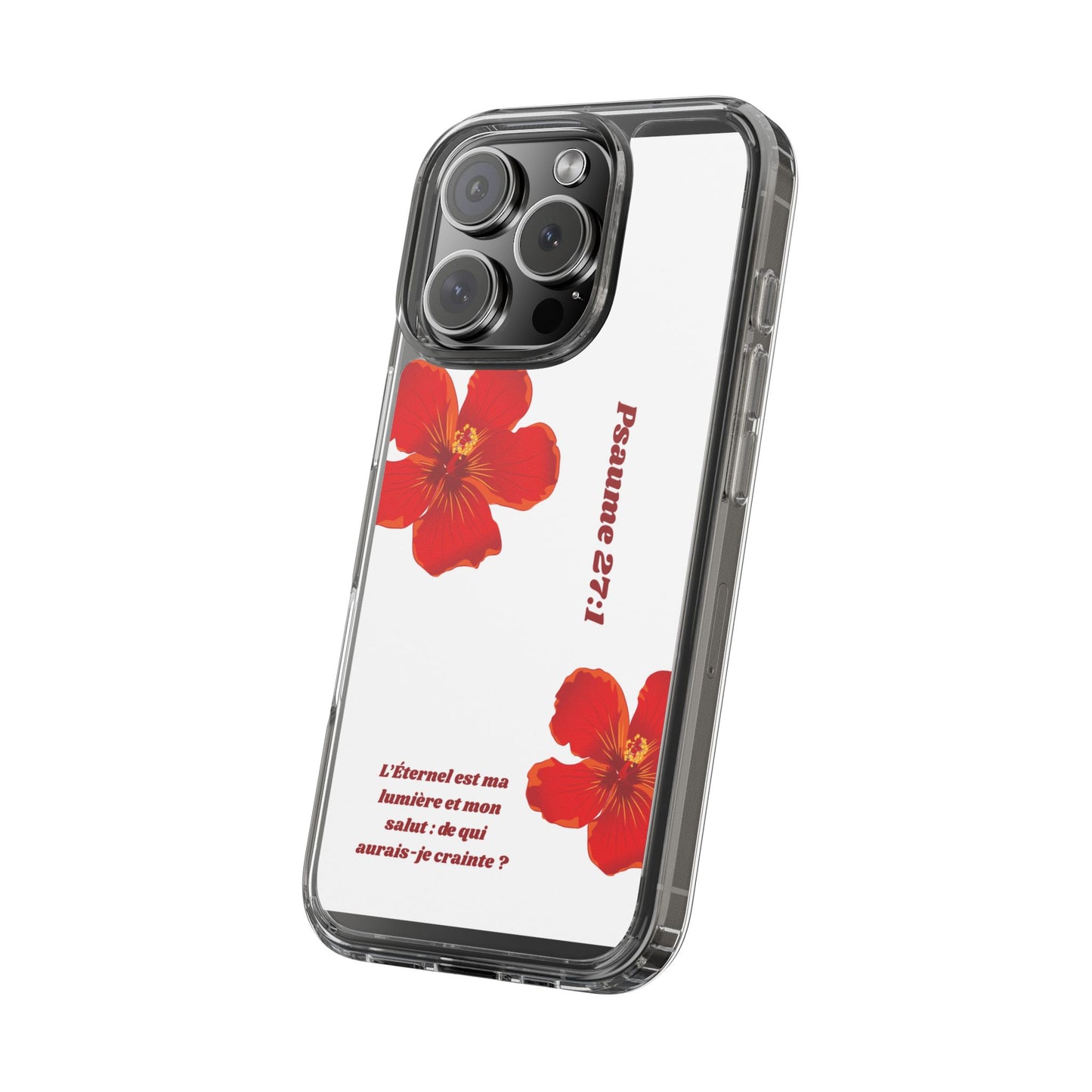 Coque de téléphone fleurie inspirante – Psaume 27:1, cadeau pour lui ou elle, coque transparente pour iPhone ou Samsung