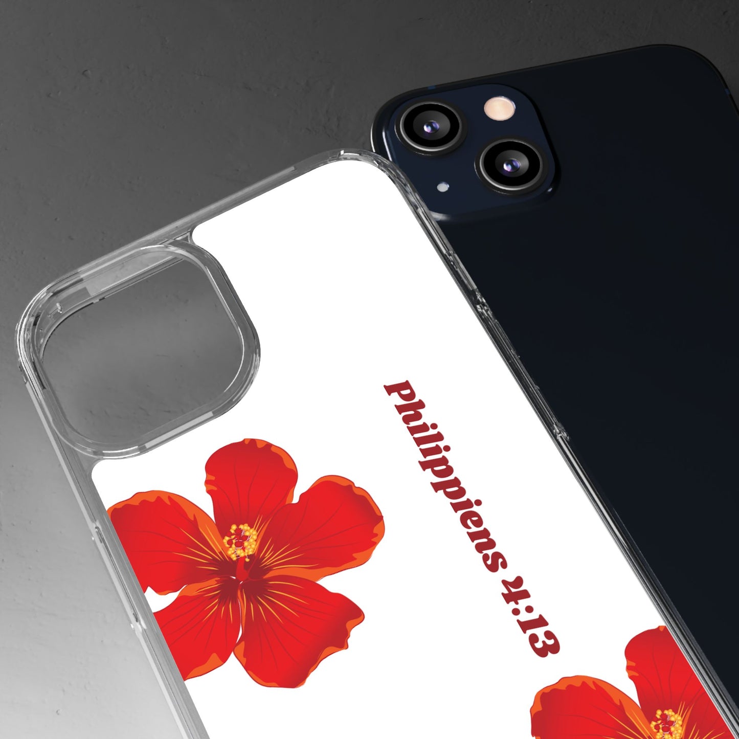 Coque de téléphone fleurie inspirante – Philippiens 4:13, cadeau pour lui ou elle, coque transparente pour iPhone ou Samsung