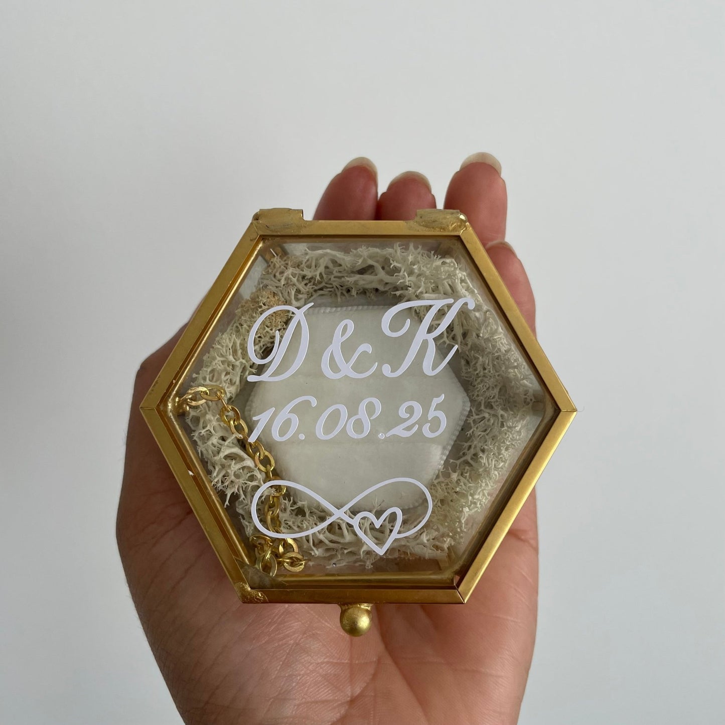 Boite Porte - Alliance en Verre détail doré à Personnaliser - Bel Jewelry and CO