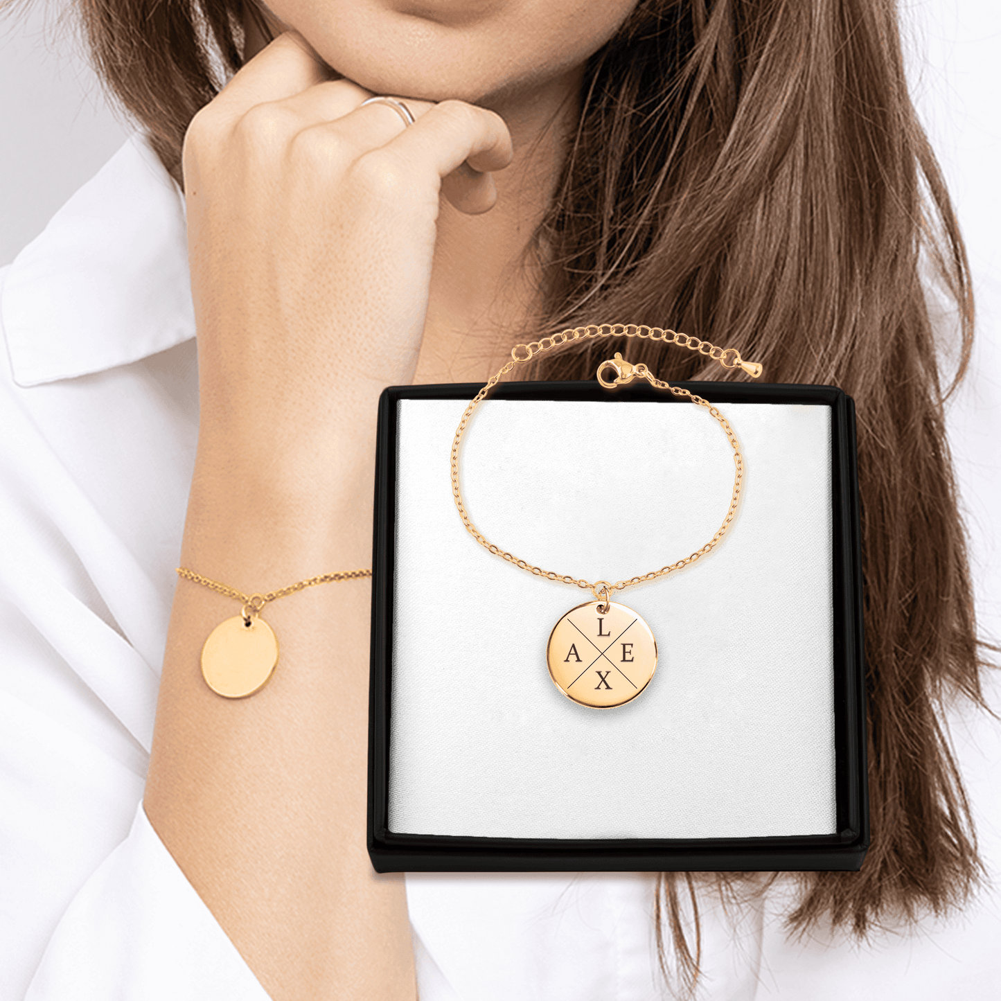 Bracelet 4 initiales Mailles personnalisable en acier inoxydable | Gravure offerte | Waterproof et hypoallergénique - Bel Jewelry and CO
