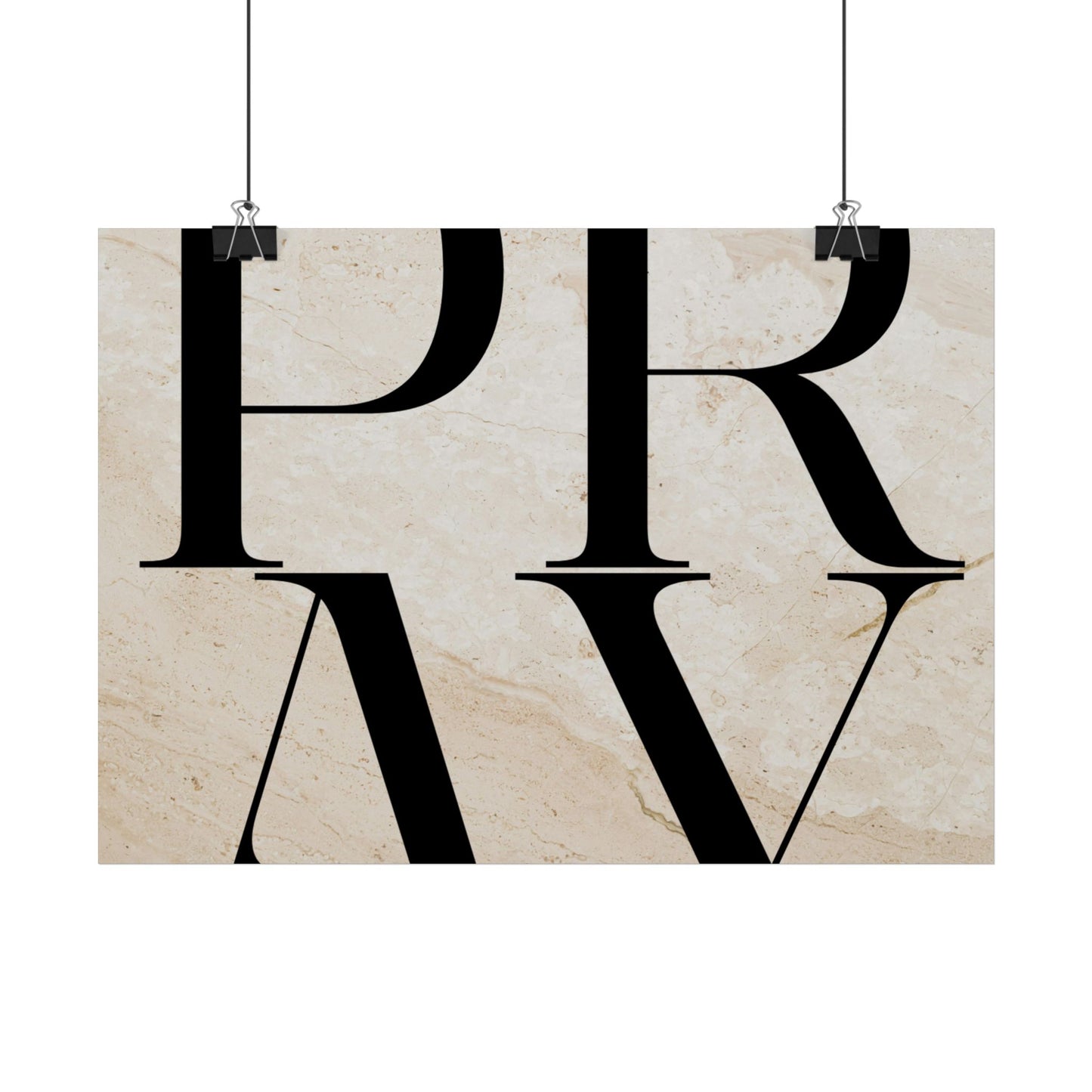 Pray Marble Wall Poster — Minimal Typographic Religious Art Print