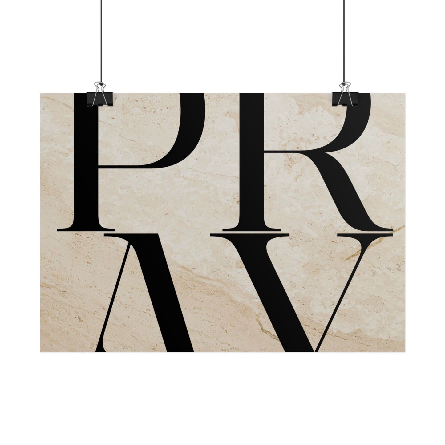 Pray Marble Wall Poster — Minimal Typographic Religious Art Print