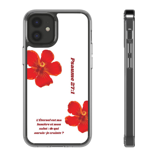 Coque de téléphone fleurie inspirante – Psaume 27:1, cadeau pour lui ou elle, coque transparente pour iPhone ou Samsung