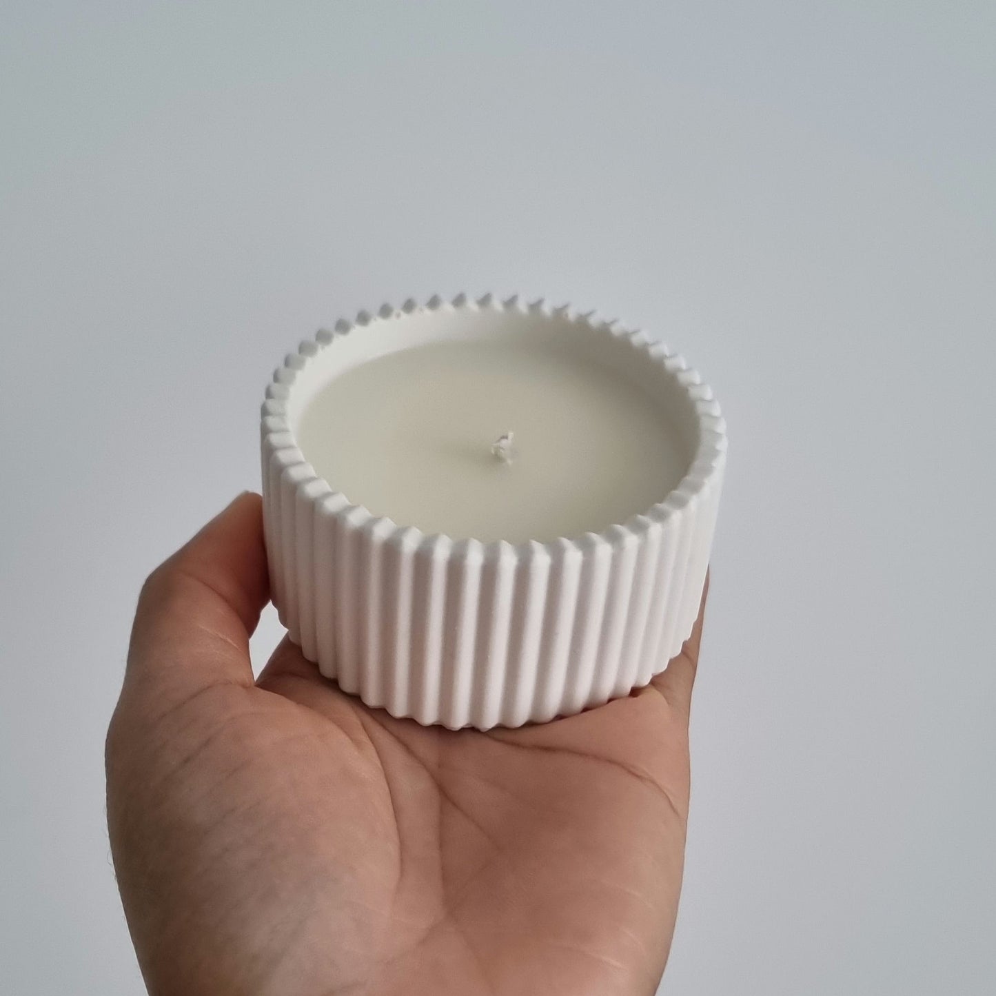 Jesmonite Striped Small Pot Candle