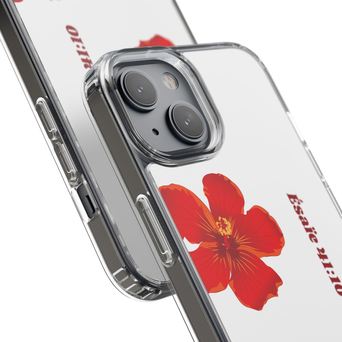 Coque de téléphone fleurie inspirante – Ésaïe 41:10, cadeau pour lui ou elle, coque transparente pour iPhone ou Samsung