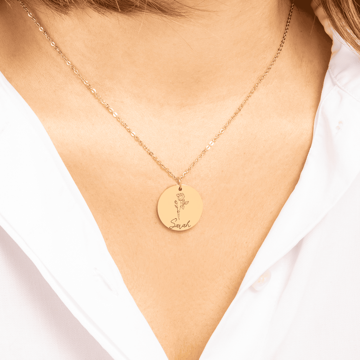 Collar Nombre y Fecha de Nacimiento con Flor