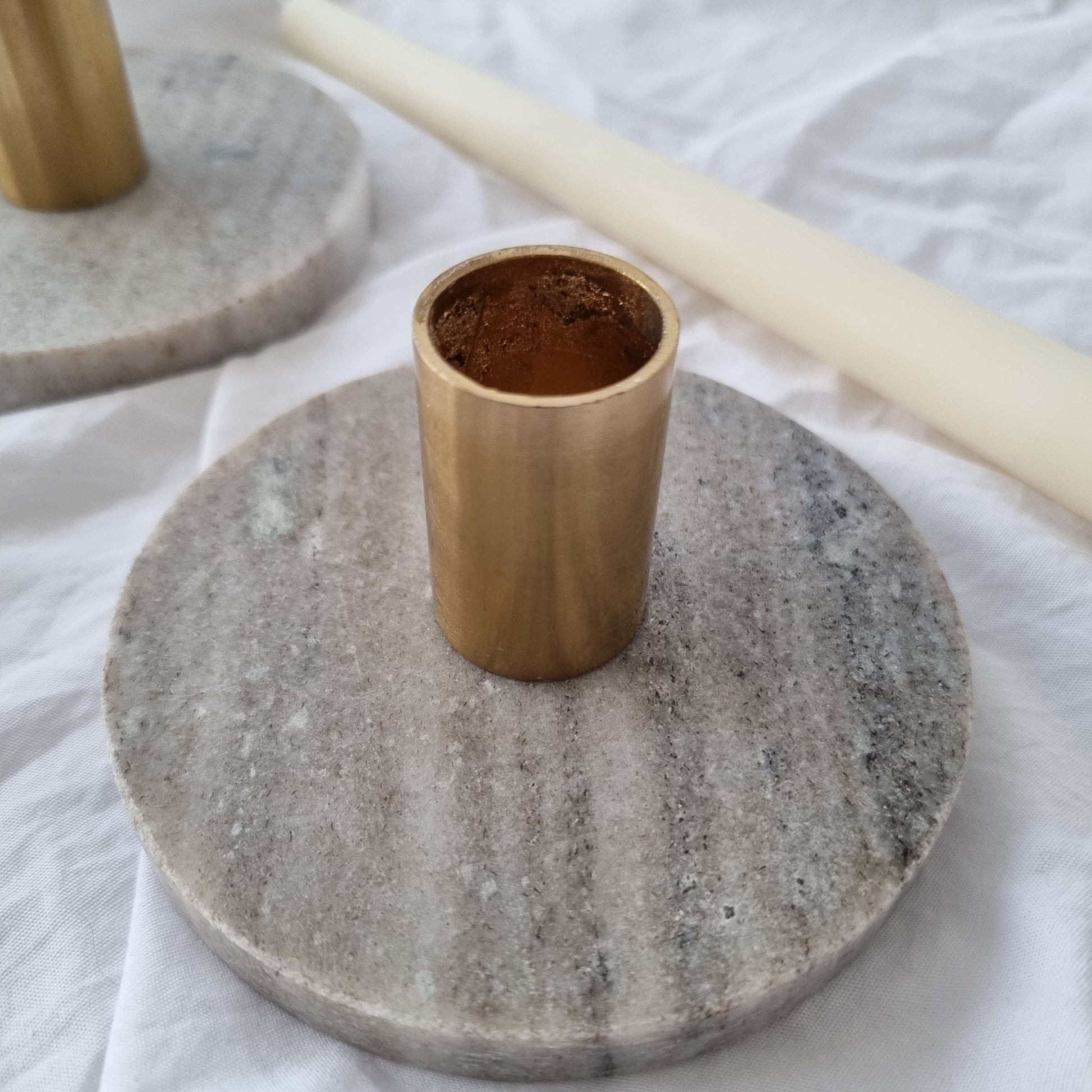 Bougeoir Marbre - Taupe - Bel Jewelry and CO