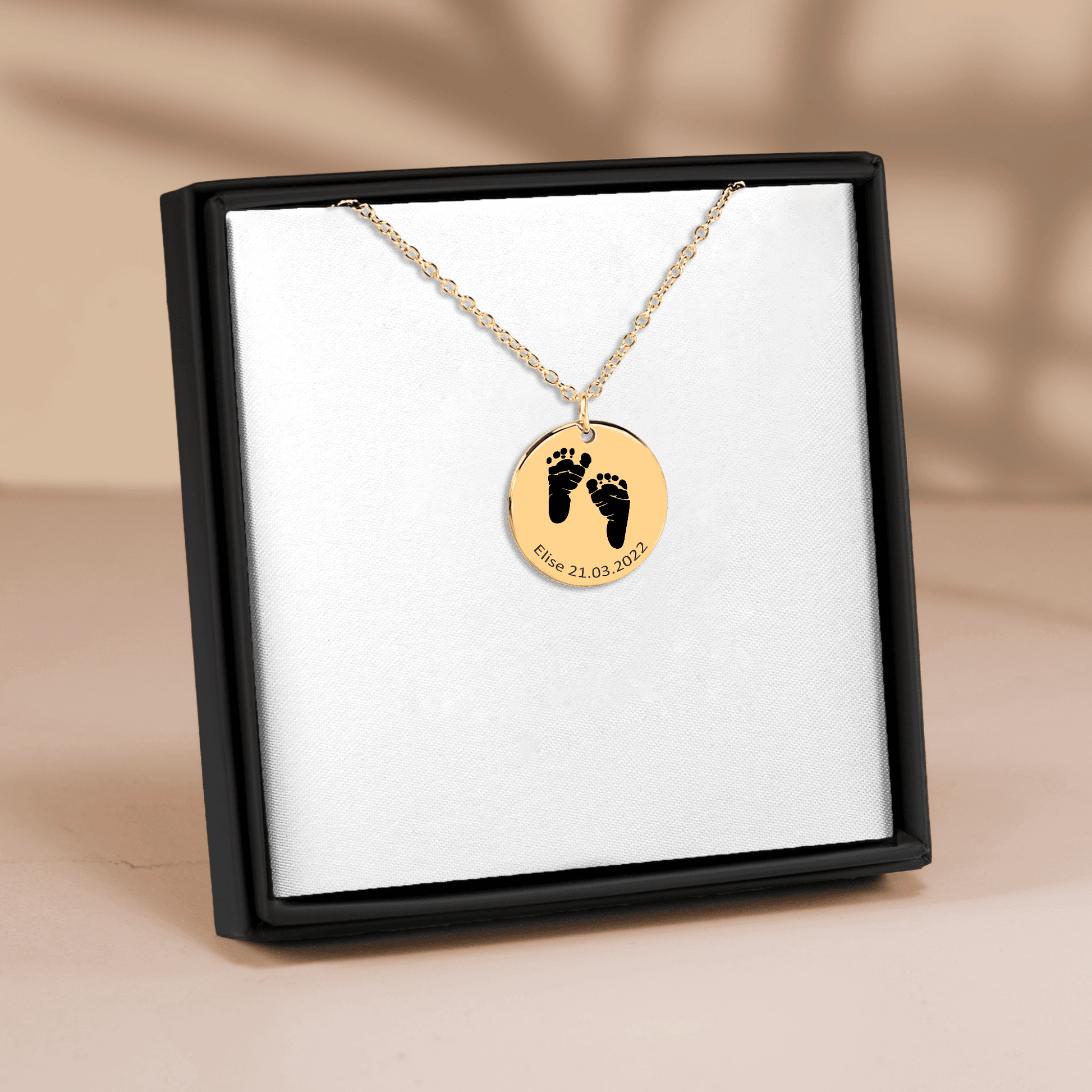 Collier imprimé pied bébé personnalisables en acier inoxydable | Gravure offerte | Waterproof et hypoallergénique - Bel Jewelry and CO